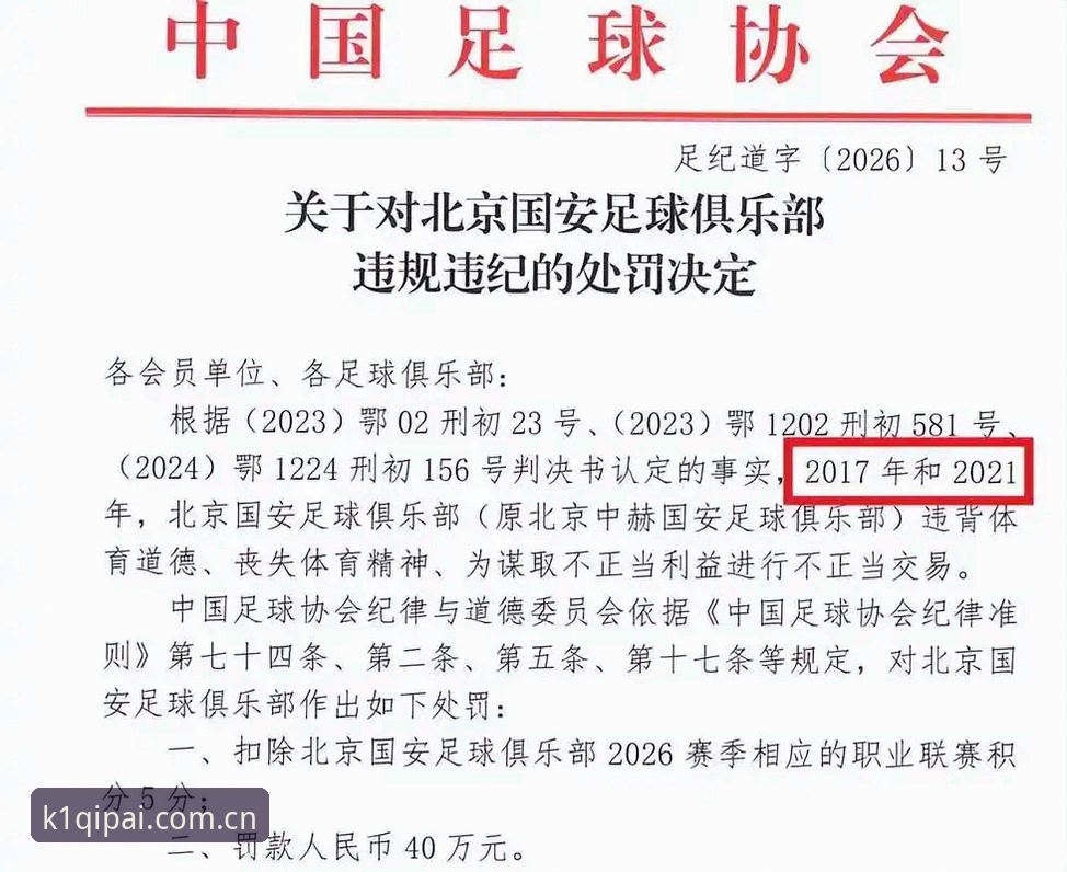 中国足协第三批禁足名单出炉：3大重点+65人受罚，从K1棋牌平台看足球反腐新动向